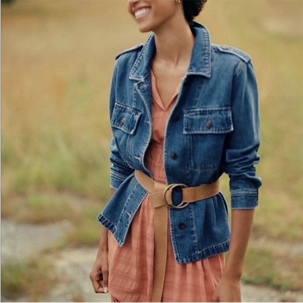 DEAR JOHN Tyler Lakeside Women’s Large Cotton Jean Jacket front patch pockets